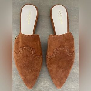Cole Haan Hadley British Tan Sandal Suede Leather Mule